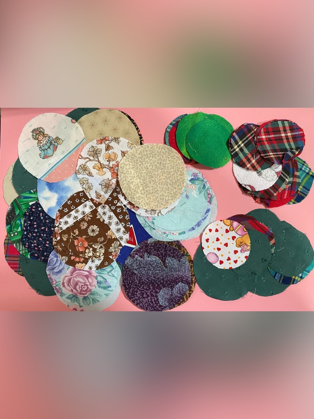 Assorted Round Fabric Scraps for Yo Yo Quilt or Crafting